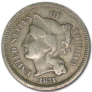 1871 3 Cent Nickel VF 1871 3 Cent Nickel VF