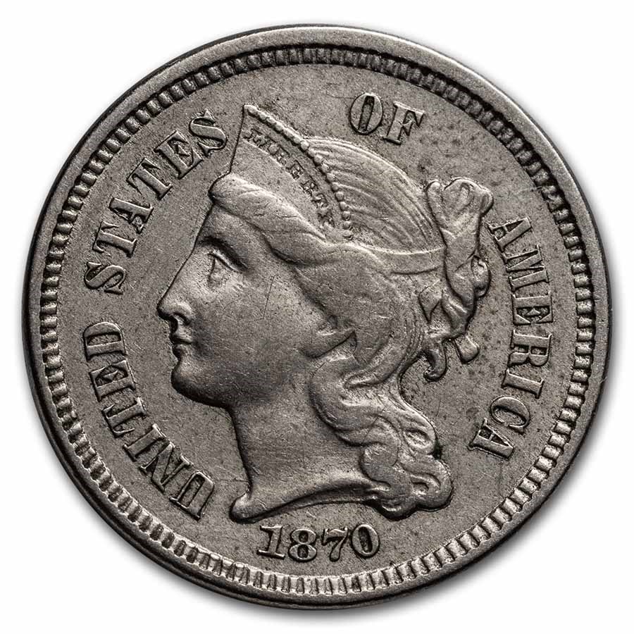 1871 3 Cent Nickel XF