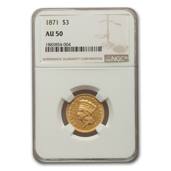 1871 $3 Gold Princess AU-50 NGC 1871 $3 Gold Princess AU-50 NGC