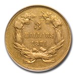 1871 $3 Gold Princess AU-50 PCGS