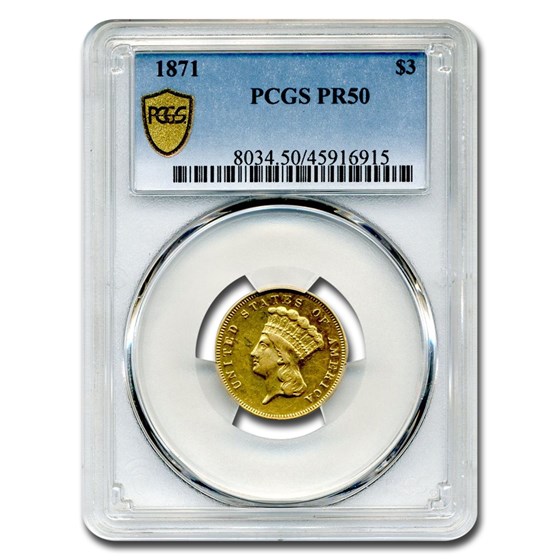1871 $3 Gold Princess PR-50 PCGS