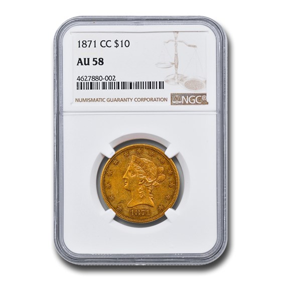 1871-CC $10 Liberty Gold Eagle AU-58 NGC 1871-CC $10 Liberty Gold Eagle AU-58 NGC
