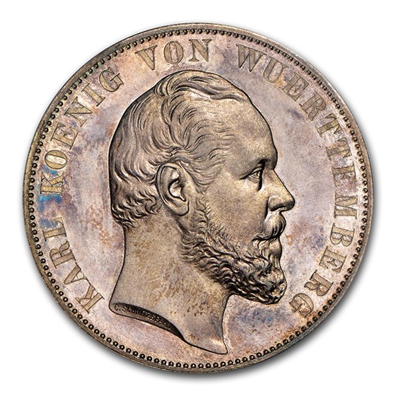 1871 German States Wurttemberg Silver 2 Thaler PF-63 NGC 1871 German States Wurttemberg Silver 2 Thaler PF-63 NGC
