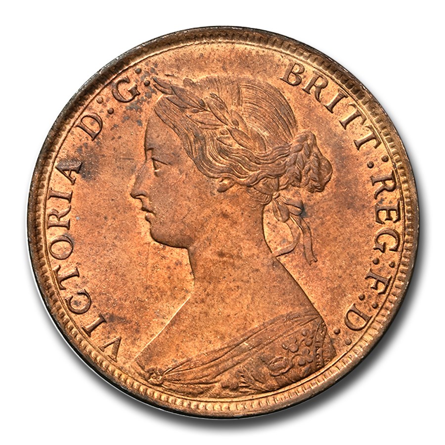 1871 Great Britain 1/2 Penny Victoria MS-64 NGC (Red/Brown)