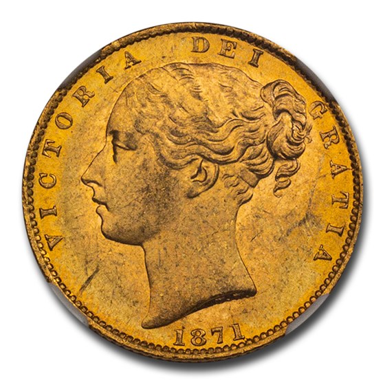 1871 Great Britain Gold Sovereign Victoria Shield MS-64 NGC D30 1871 Great Britain Gold Sovereign Victoria Shield MS-64 NGC D30