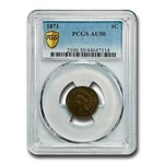 1871 Indian Head Cent AU-50 PCGS (Brown)