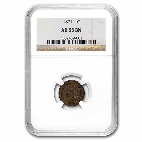 1871 Indian Head Cent AU-53 NGC 1871 Indian Head Cent AU-53 NGC