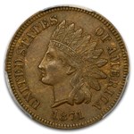 1871 Indian Head Cent AU-55 PCGS CAC (Brown)