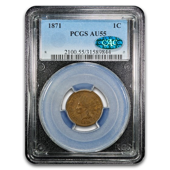 1871 Indian Head Cent AU-55 PCGS CAC (Brown)
