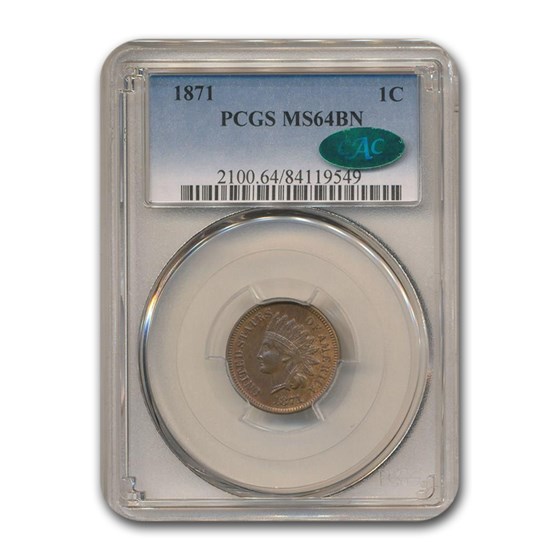 1871 Indian Head Cent MS-64 PCGS CAC (Brown) 1871 Indian Head Cent MS-64 PCGS CAC (Brown)