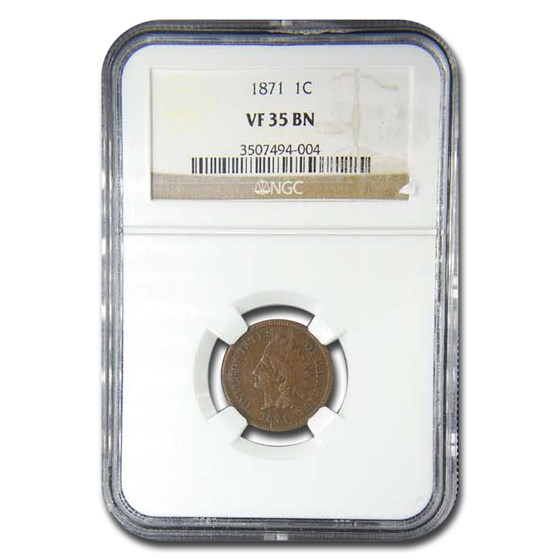 1871 Indian Head Cent VF-35 NGC (Brown) 1871 Indian Head Cent VF-35 NGC (Brown)