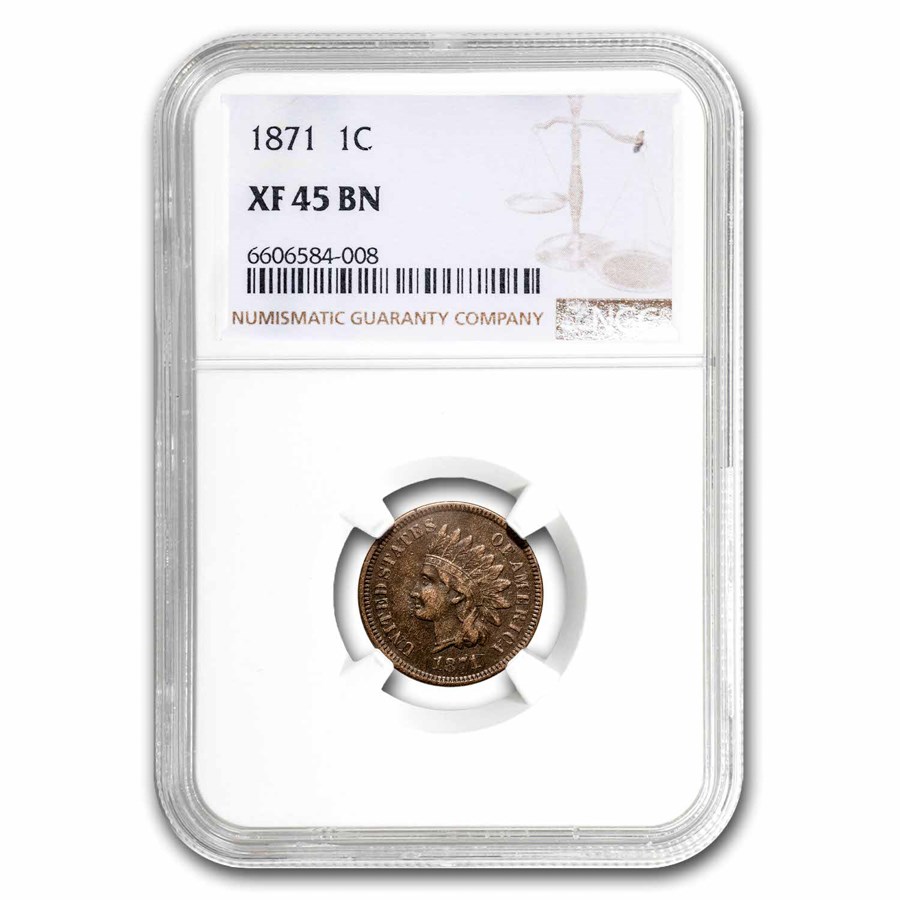 1871 Indian Head Cent XF-45 NGC