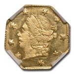 1871 Liberty Octagonal 25 Cent Gold MS-64 NGC (BG-717)
