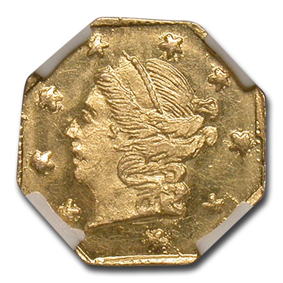 1871 Liberty Octagonal 25 Cent Gold MS-64 NGC (BG-717)