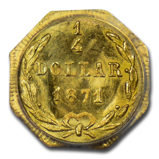 Buy 1871 Liberty Octagonal 25 Cent Gold MS-68 PCGS (BG-717) | APMEX