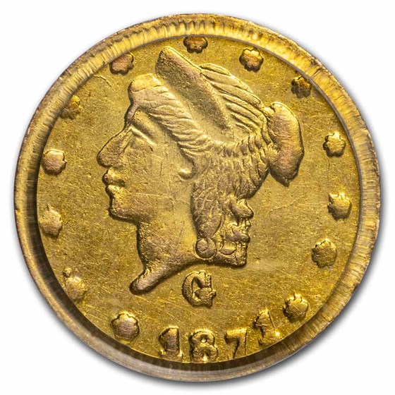 Buy 1871 Liberty Round 25 Cent Gold AU-58 PCGS (BG-838) | APMEX