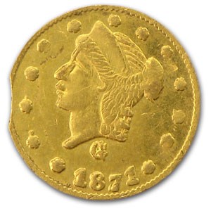 1871 Liberty Round 25 Cent Gold MS-61 (BG-838, Clipped Planchet) 1871 Liberty Round 25 Cent Gold MS-61 (BG-838, Clipped Planchet)
