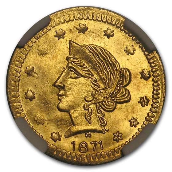 Buy 1871 Liberty Round 25 Cent Gold MS-63 NGC (BG-859) | APMEX