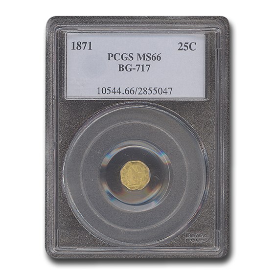 1871 Liberty Round 25 Cent Gold MS-66 PCGS (BG-717) 1871 Liberty Round 25 Cent Gold MS-66 PCGS (BG-717)