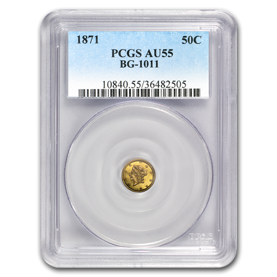 1871 Liberty Round 50 Cent Gold AU-55 PCGS (BG-1011) 1871 Liberty Round 50 Cent Gold AU-55 PCGS (BG-1011)