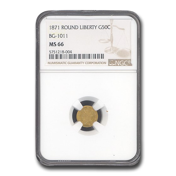 1871 Liberty Round 50 Cent Gold MS-66 NGC (BG-1011) 1871 Liberty Round 50 Cent Gold MS-66 NGC (BG-1011)