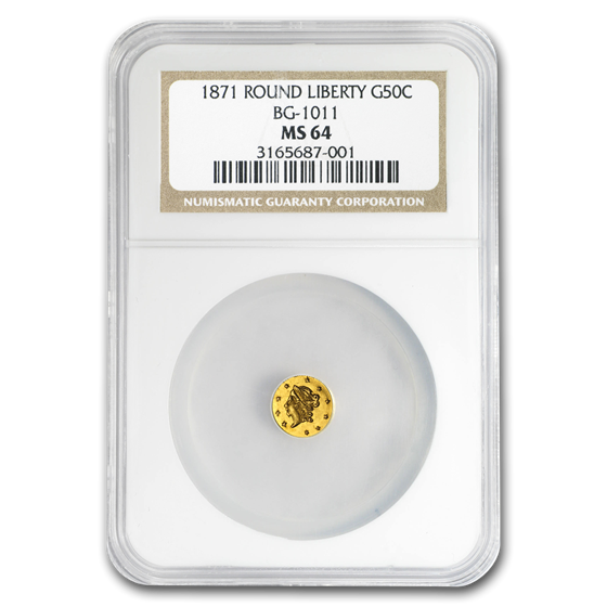 1871 Liberty Round 50¢ Gold MS-64 NGC (BG-1011) 1871 Liberty Round 50¢ Gold MS-64 NGC (BG-1011)