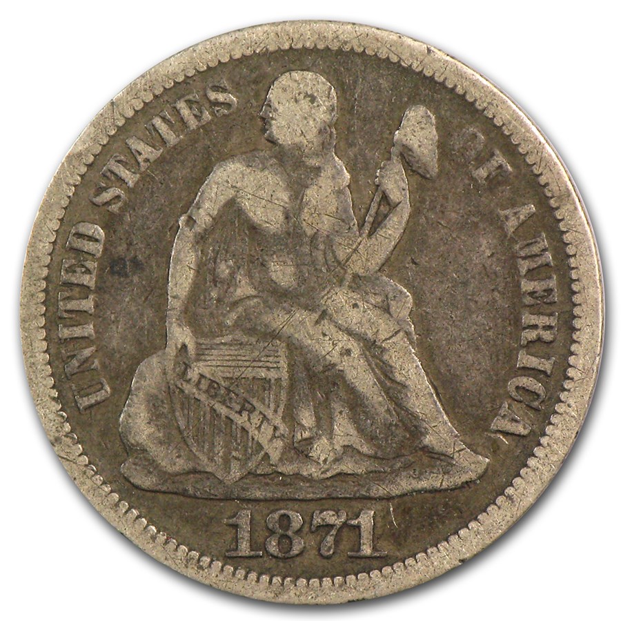 1871 Liberty Seated Dime Fine