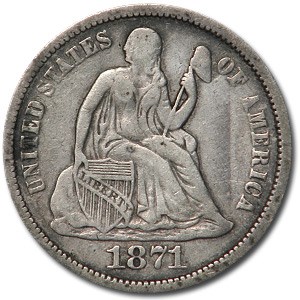1871 Liberty Seated Dime VF 1871 Liberty Seated Dime VF