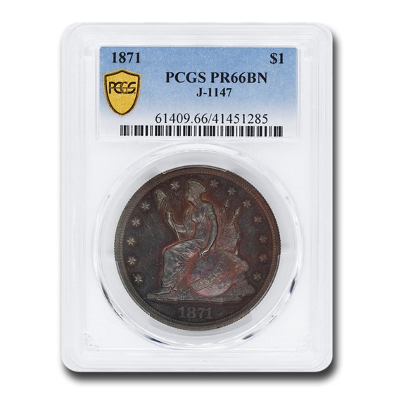 1871 Liberty Seated Dollar Pattern PR-66 PCGS (Brown, J-1147) 1871 Liberty Seated Dollar Pattern PR-66 PCGS (Brown, J-1147)