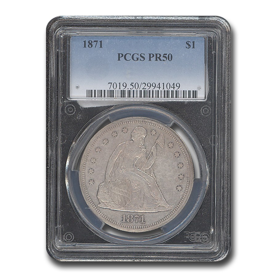 1871 Liberty Seated Dollar PR-50 PCGS