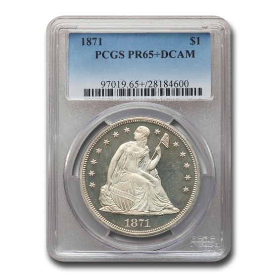 1871 Liberty Seated Dollar PR-65+ DCAM PCGS