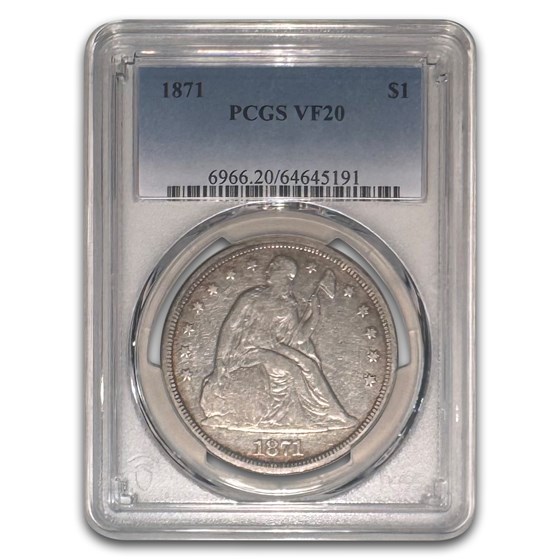 1871 Liberty Seated Dollar VF-20 PCGS