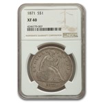 1871 Liberty Seated Dollar XF-40 NGC