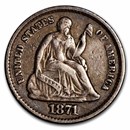 1871 Liberty Seated Half Dime XF