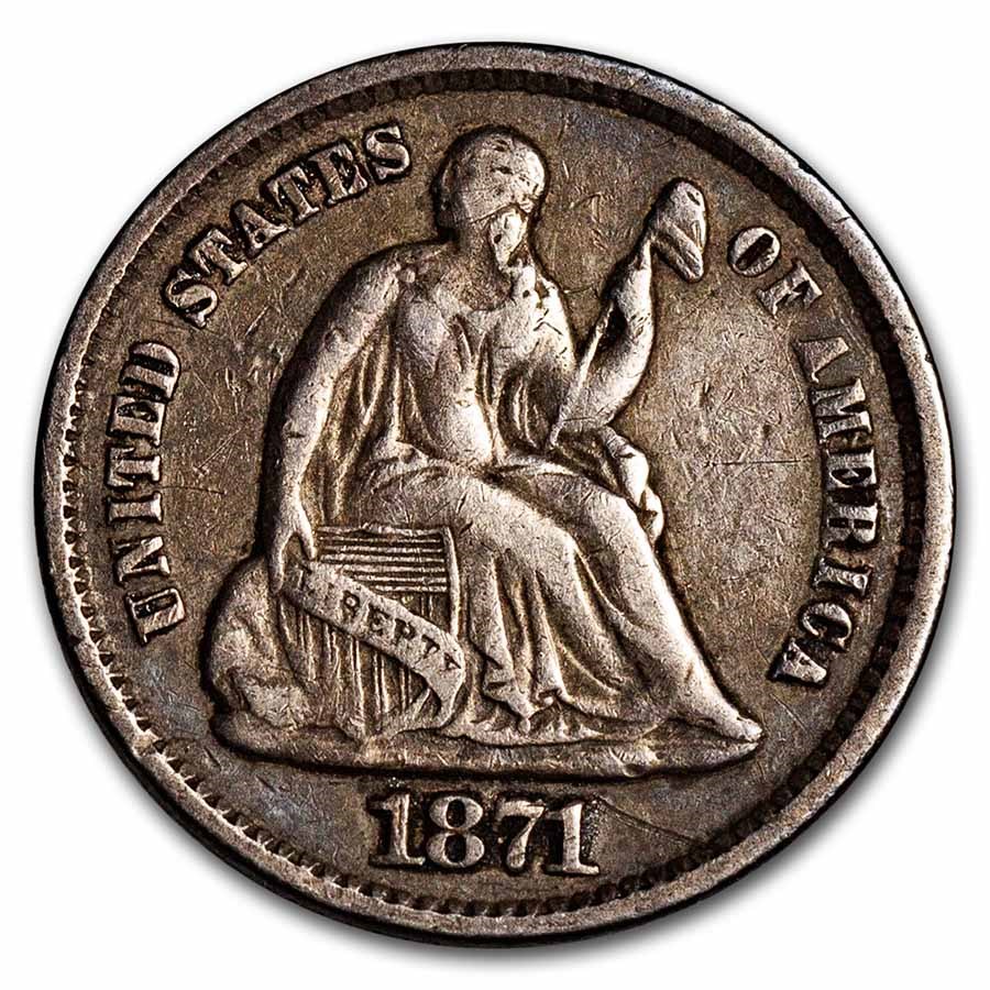 1871 Liberty Seated Half Dime XF