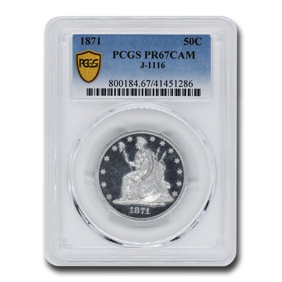 1871 Liberty Seated Half Dollar Pattern PR-67 Cameo PCGS (J-1116) 1871 Liberty Seated Half Dollar Pattern PR-67 Cameo PCGS (J-1116)
