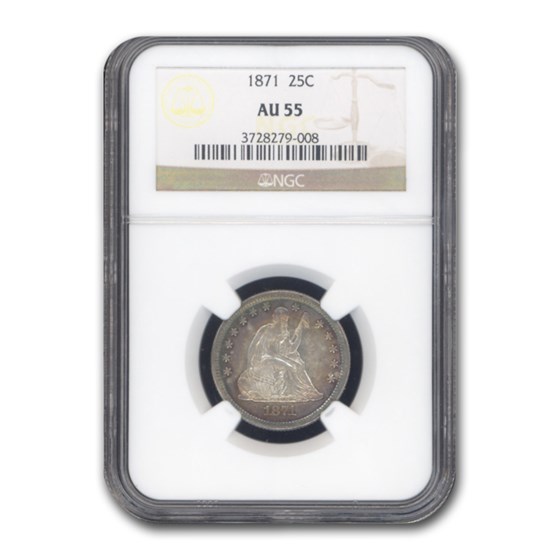 1871 Liberty Seated Quarter AU-55 NGC 1871 Liberty Seated Quarter AU-55 NGC