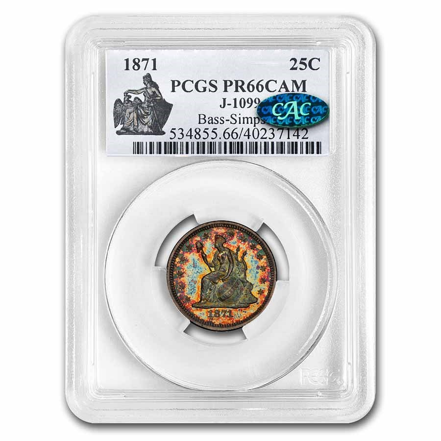 1871 Liberty Seated Quarter Pattern PR-66 Cameo PCGS CAC (J-1099)
