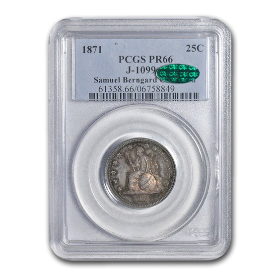 1871 Liberty Seated Quarter Pattern PR-66 PCGS CAC (J-1099) 1871 Liberty Seated Quarter Pattern PR-66 PCGS CAC (J-1099)