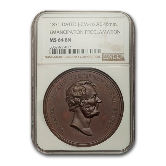 1871 Lincoln Emancipation Proclamation Medal MS-64 NGC (Brown) 1871 Lincoln Emancipation Proclamation Medal MS-64 NGC (Brown)