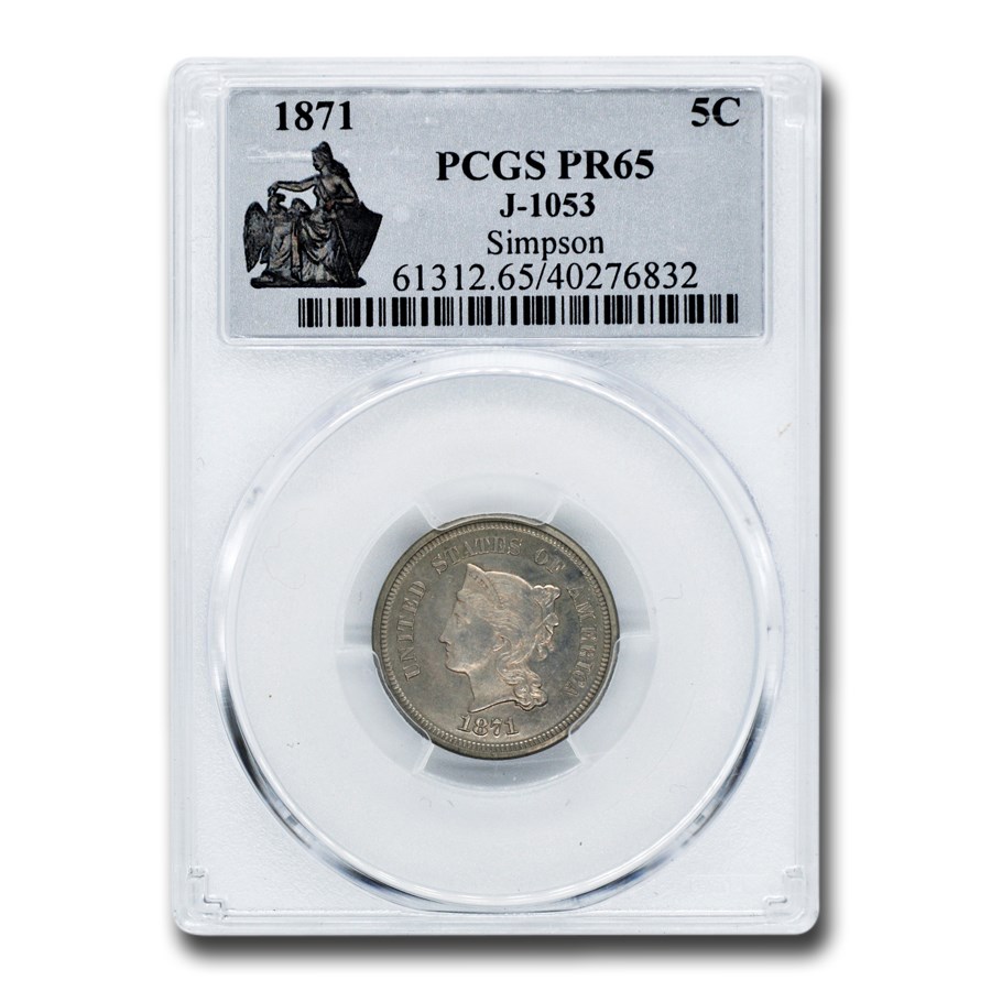 1871 Pattern Nickel PR-65 PCGS (J-1053)