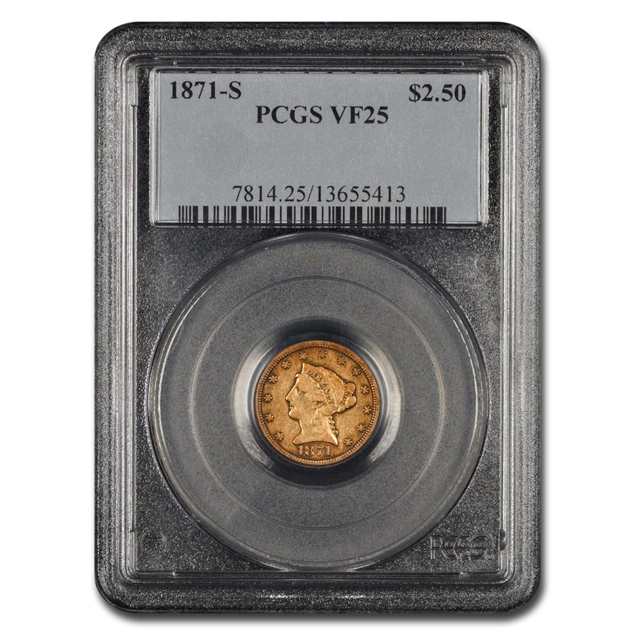 1871-S $2.50 Liberty Gold Quarter Eagle VF-25 PCGS