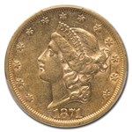 1871-S $20 Liberty Gold Double Eagle AU-50 PCGS