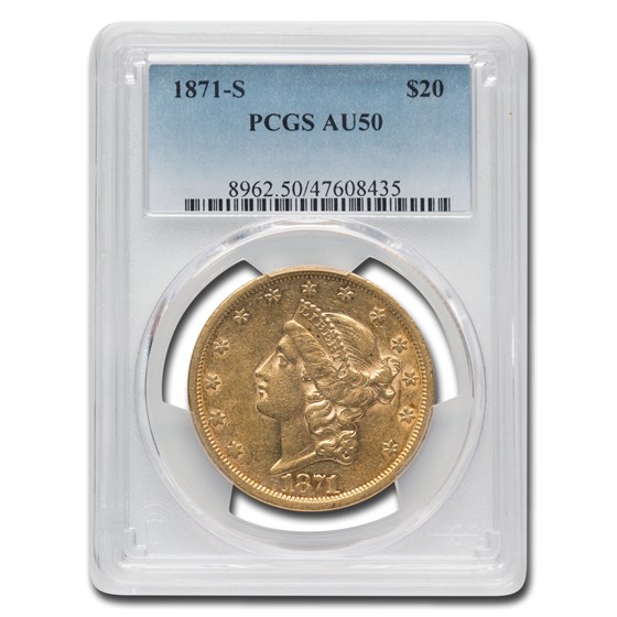 1871-S $20 Liberty Gold Double Eagle AU-50 PCGS 1871-S $20 Liberty Gold Double Eagle AU-50 PCGS