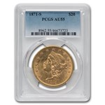 1871-S $20 Liberty Gold Double Eagle AU-55 PCGS