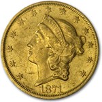1871-S $20 Liberty Gold Double Eagle AU