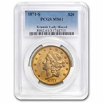 1871-S $20 Liberty Gold Double Eagle MS-61 PCGS