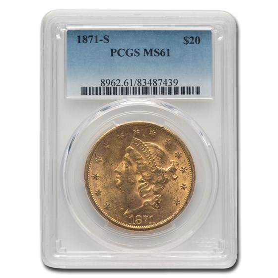 1871-S $20 Liberty Gold Double Eagle MS-61 PCGS 1871-S $20 Liberty Gold Double Eagle MS-61 PCGS