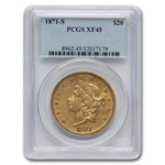 1871-S $20 Liberty Gold Double Eagle XF-45 PCGS