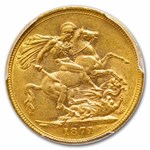 1871-S Australia Gold Sovereign Young Victoria AU-53 PCGS